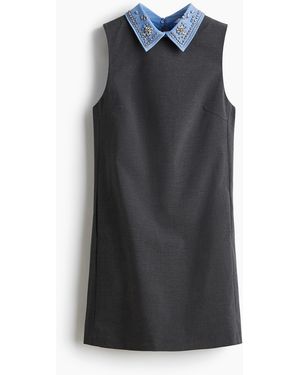 H&M Kleid in A-Linie mit verziertem Kragen - Schwarz