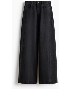 H&M Super Wide Regular Waist Jeans - Zwart
