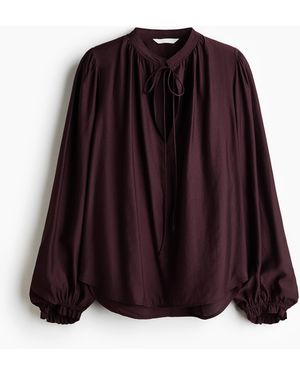 H&M Blouse Met Strikbandjes - Paars
