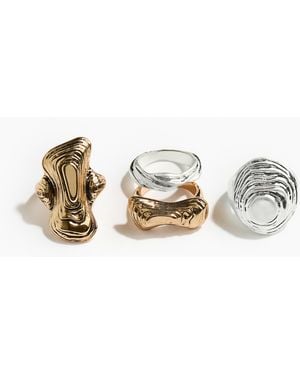 H&M 4er-Pack Geriffelte Ringe - Grau