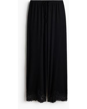 H&M Schlafhose aus Viskosegemisch mit Spitzenborte - Schwarz
