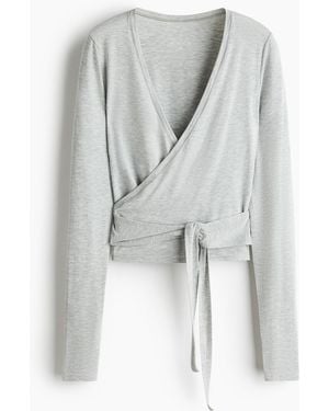 H&M Sportshirt im Wickelschnitt aus Modal - Weiß