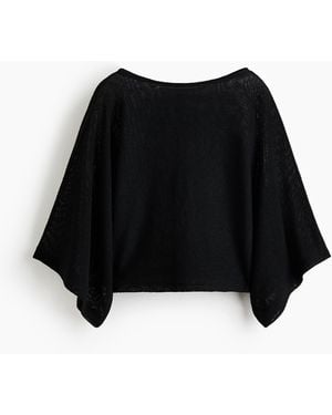 H&M Gebreide Top Met Capemouwen - Zwart