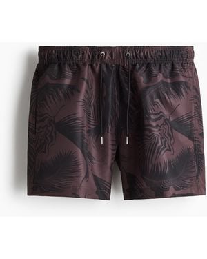 H&M Gemusterte Badeshorts - Schwarz