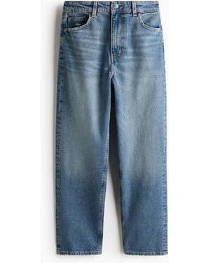 H&M Mom Slim Fit High Waist Ankle Jeans - Blau