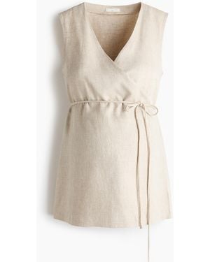 H&M MAMA Wickeltop aus Leinenmix - Natur