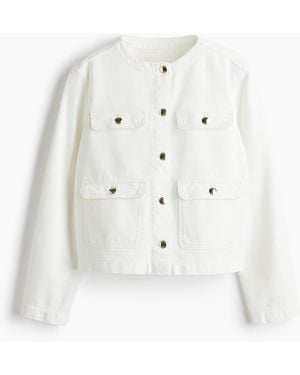 H&M Kragenlose Jeansjacke - Weiß