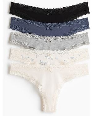 H&M 5er-Pack Brazil Slips aus Baumwolle und Spitze - Blau