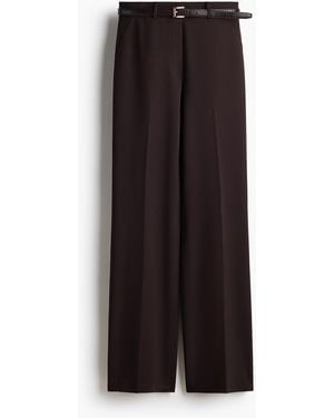 H&M Gerade Hose mit Gürtel - Schwarz