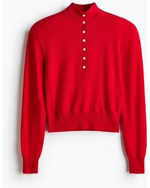 H&M Merinopullover mit Schulterpolstern - Rot