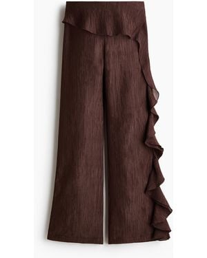 H&M Crinkle-Hose mit Volant - Braun