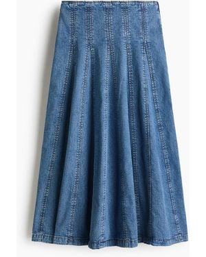 H&M Denim Plooirok - Blauw