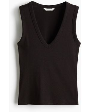 H&M Geripptes Tanktop - Schwarz