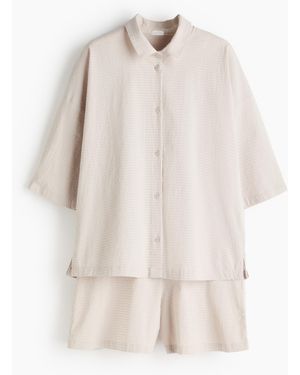H&M Pyjama Van Katoenen Seersucker - Wit