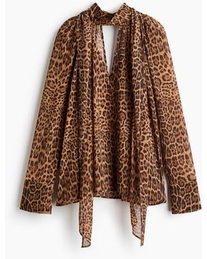 H&M Bluse mit Schalkragen - Braun