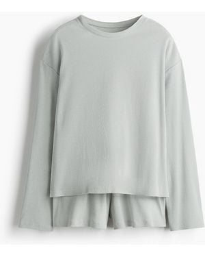 H&M Baumwollpyjama mit Waffelstruktur - Grau
