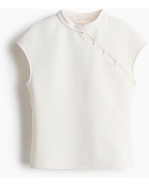 H&M Top Met Kapmouwtjes En Decoratieve Knopen - Wit