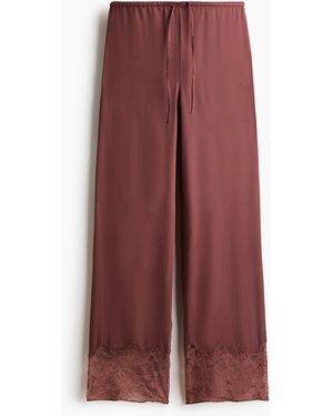 H&M Pyjamahose aus Satin mit Spitze - Lila
