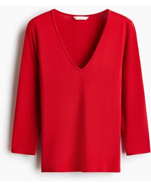 H&M Viskoseshirt mit V-Ausschnitt - Rot