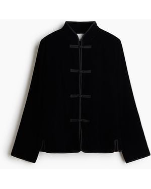 H&M Samtjacke mit Knebelknöpfen - Schwarz