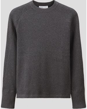 H&M Rippstrickpullover aus Baumwolle in Regular Fit - Grau