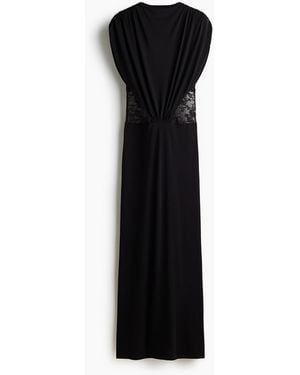H&M Jerseykleid mit Spitzeneinsätzen - Schwarz