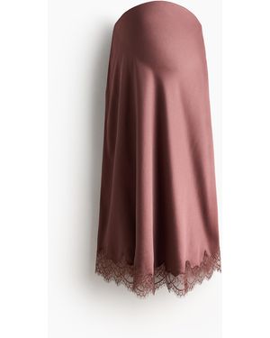 H&M MAMA Slipjupe mit Spitzenbesatz - Braun