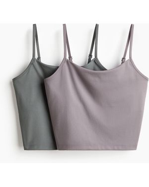 H&M 2er-Pack Sporttops mit integriertem BH - Grau