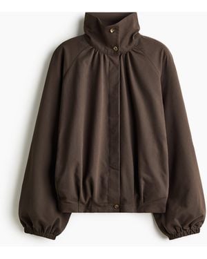 H&M Jacke mit Ballonärmeln und Trichterkragen - Braun