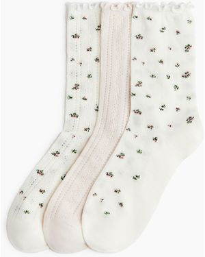 H&M 3er-Pack Pointellestrick-Socken - Weiß