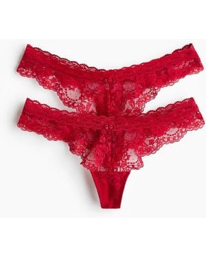 H&M 2er-Pack Tangas aus Spitze - Rot