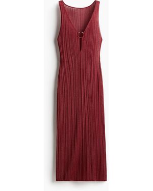 H&M Geripptes Strandkleid - Rot