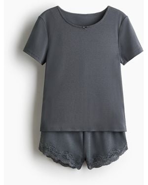 H&M Pyjama aus Baumwolljersey - Grau