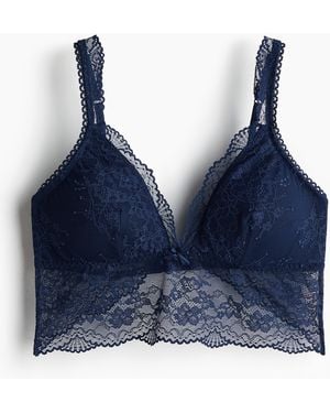 H&M Wattiertes Bralette aus Spitze - Blau