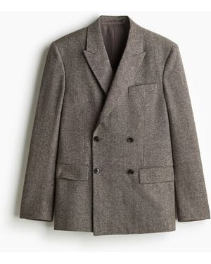 H&M Zweireihige Jacke aus Wollmix in Regular Fit - Grau
