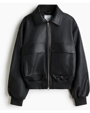 H&M Lederjacke - Schwarz