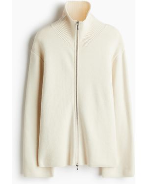 H&M Cardigan aus Wollmix mit Reissverschluss - Weiß