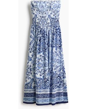 H&M Gesmoktes Bandeau-Kleid - Blau