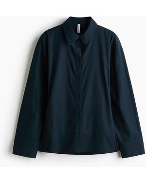 H&M Getailleerde Overhemdblouse Van Popeline - Blauw