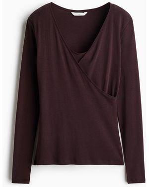 H&M MAMA Geripptes Stillshirt - Lila