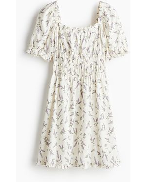 H&M Gesmoktes Kleid - Weiß