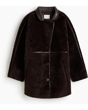 H&M Flauschiger Mantel - Schwarz