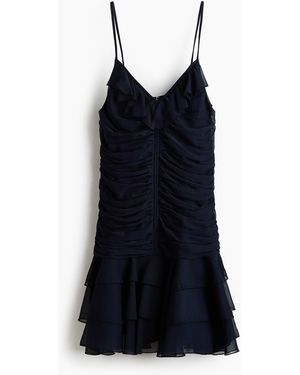 H&M Drapiertes Trägerkleid aus Chiffon - Blau