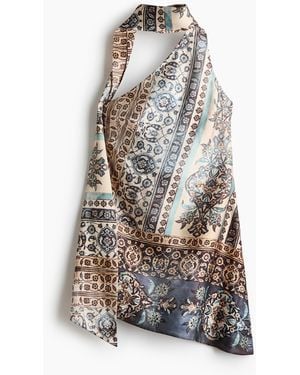 H&M One-Shoulder-Kleid mit Schalkragen - Weiß