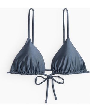 H&M Wattiertes Triangel-Bikinitop - Blau