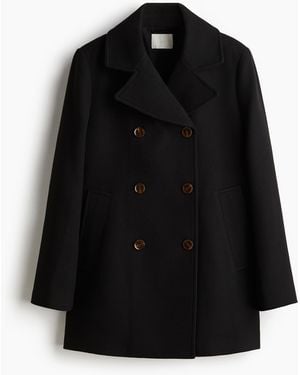 H&M Zweireihiger Twillmantel - Schwarz