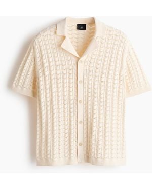 H&M Freizeithemd aus Pointellestrick in Relaxed Fit - Natur