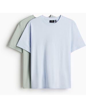 H&M 2er-Pack COOLMAX® T-Shirts in Regular Fit - Blau