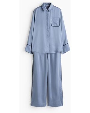 H&M Satinpyjama - Blau