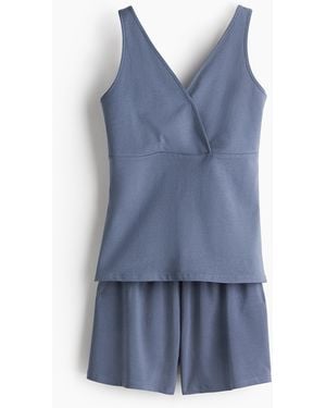H&M MAMA Stillpyjama aus Baumwolle - Blau